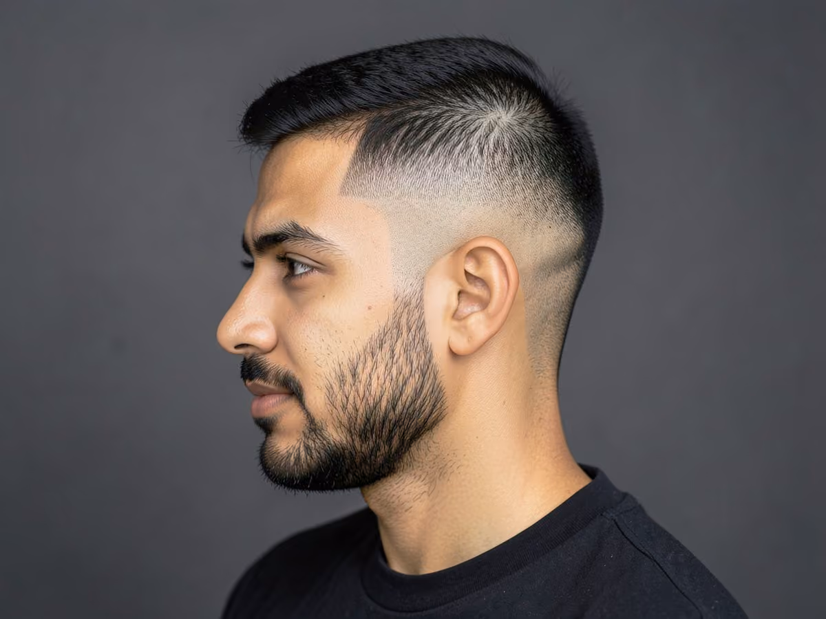 Man with a baseball high fade