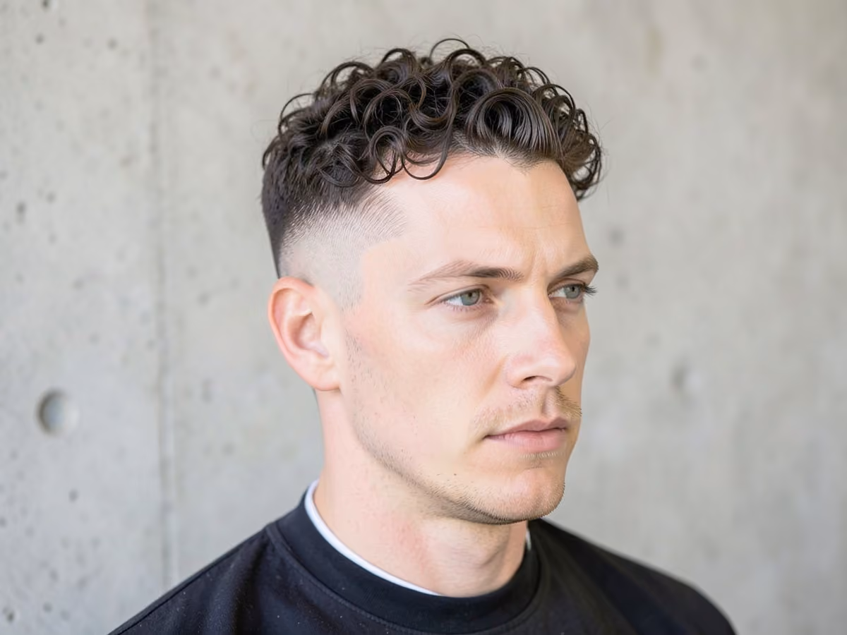 Man with a baseball mid fade with curls