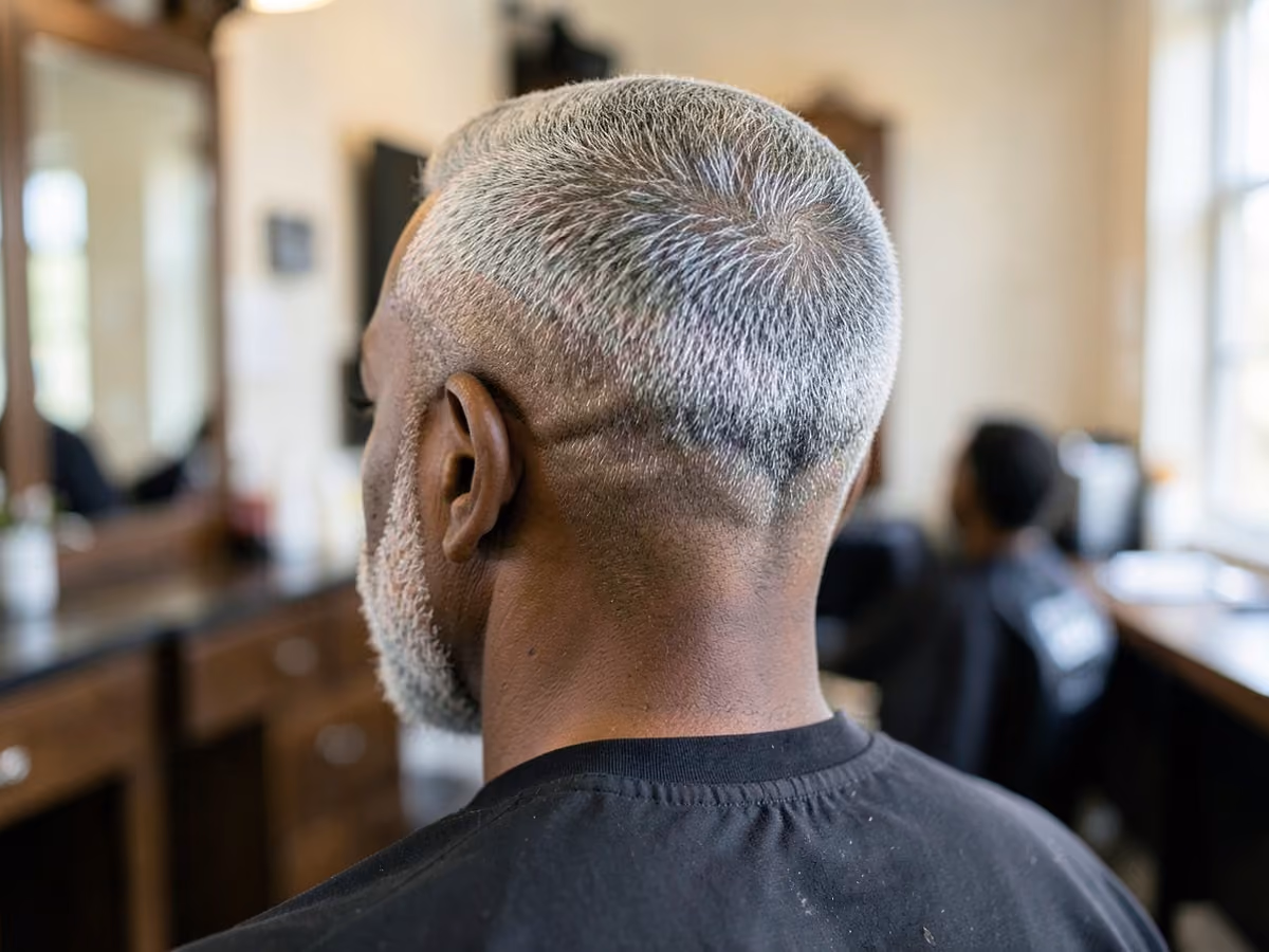 Man with a baseball skin fade