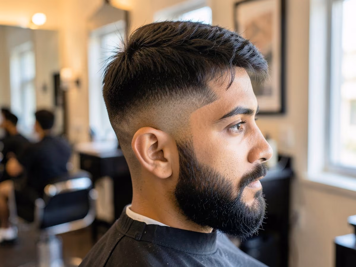 Man with a baseball textured crop haircut