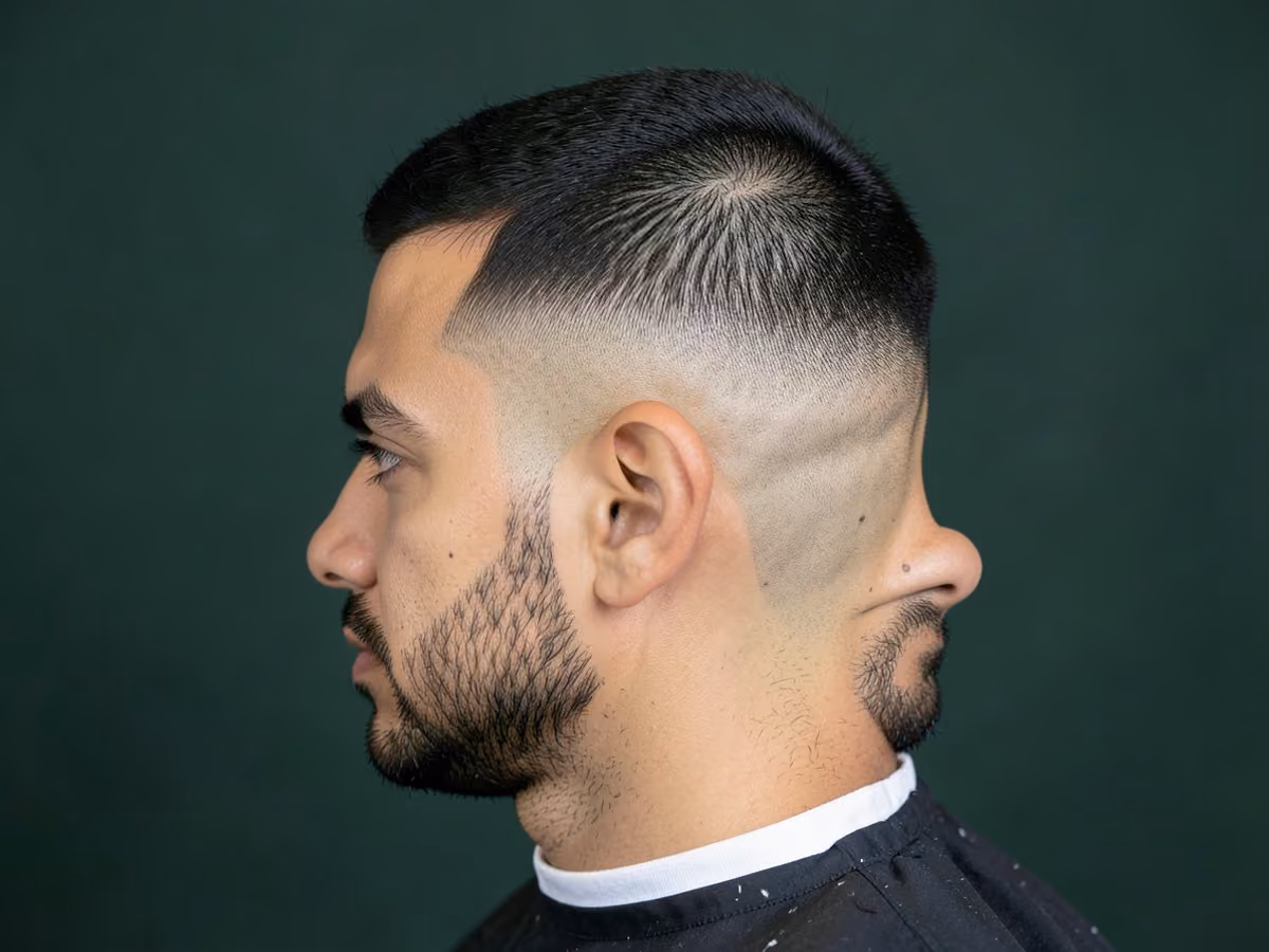 Man with a cap line low taper haircut