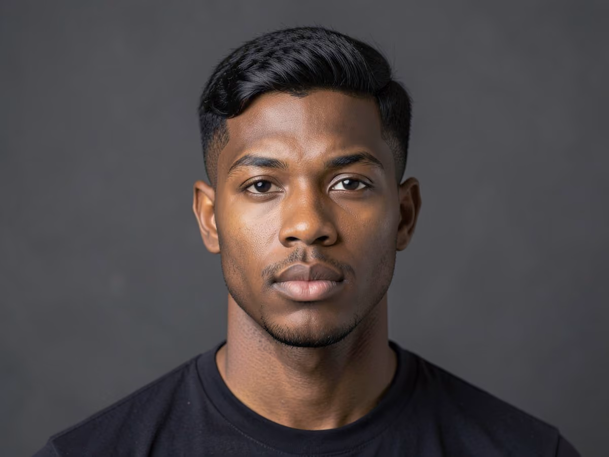 Man with a short baseball flow