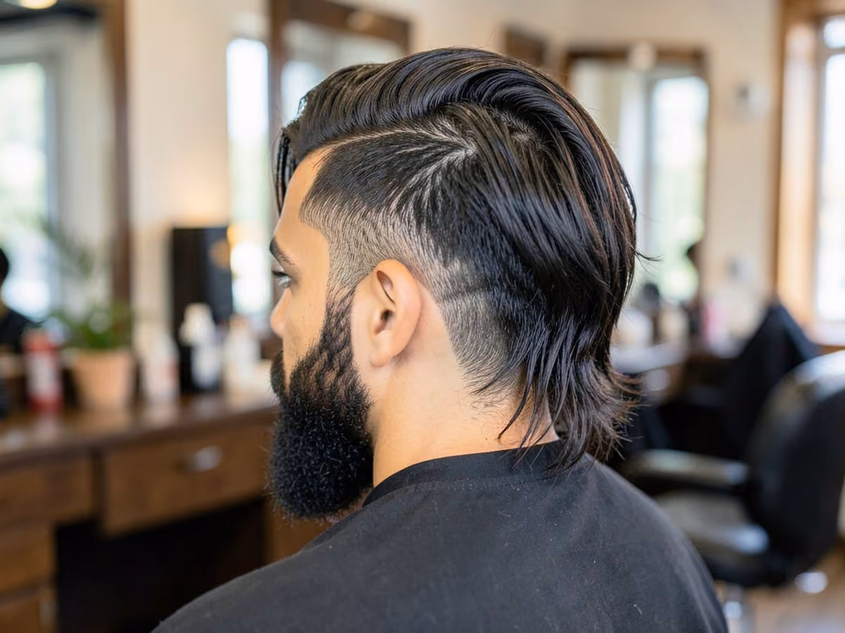 Man with a youth baseball mullet