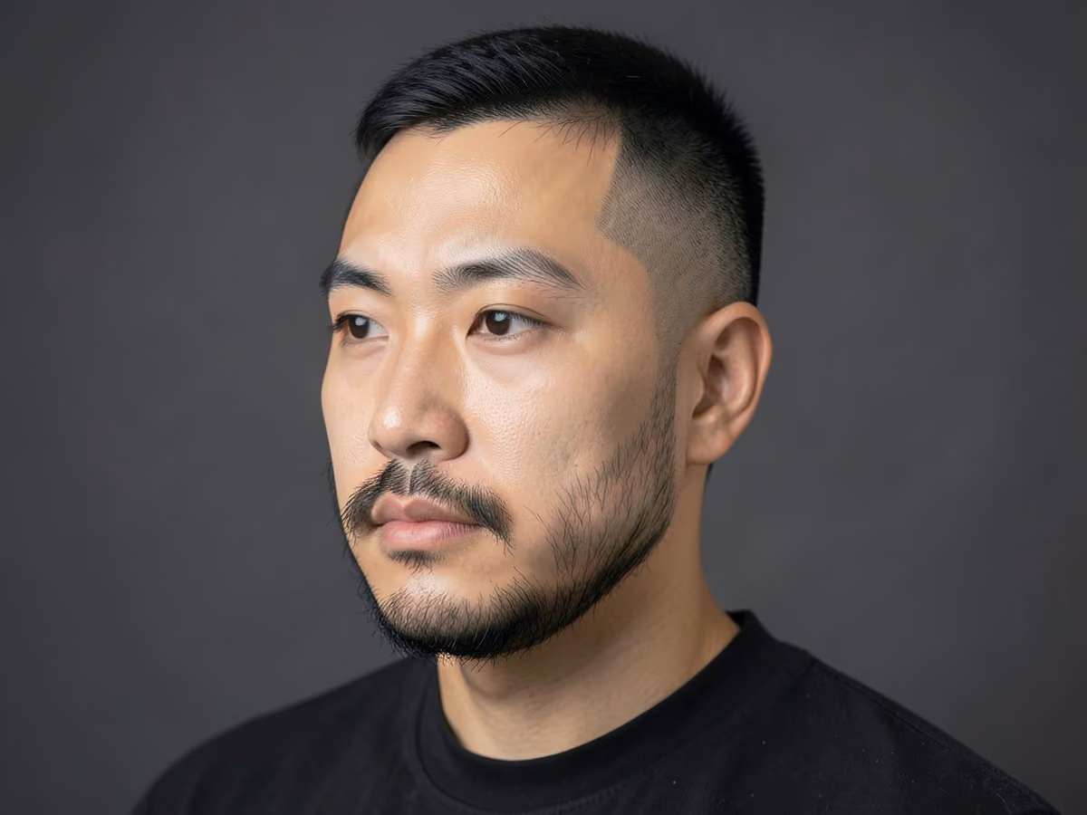 Man with an asian beard fade