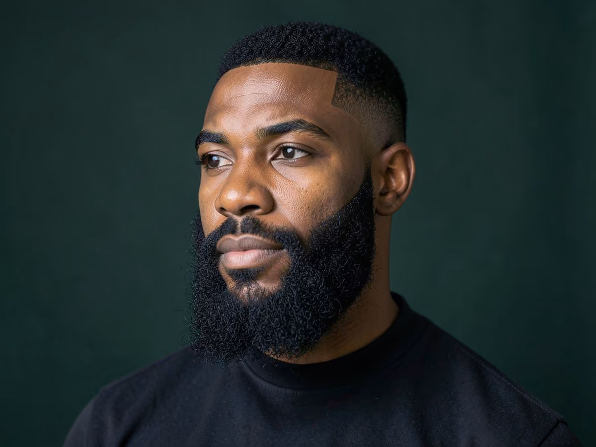 Man with a beard fade for black men