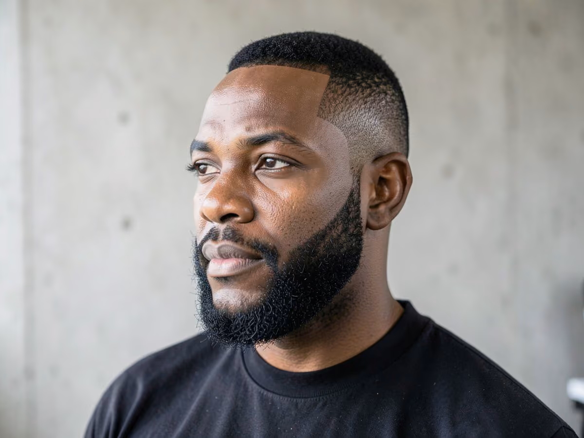 Man with a beard neck fade