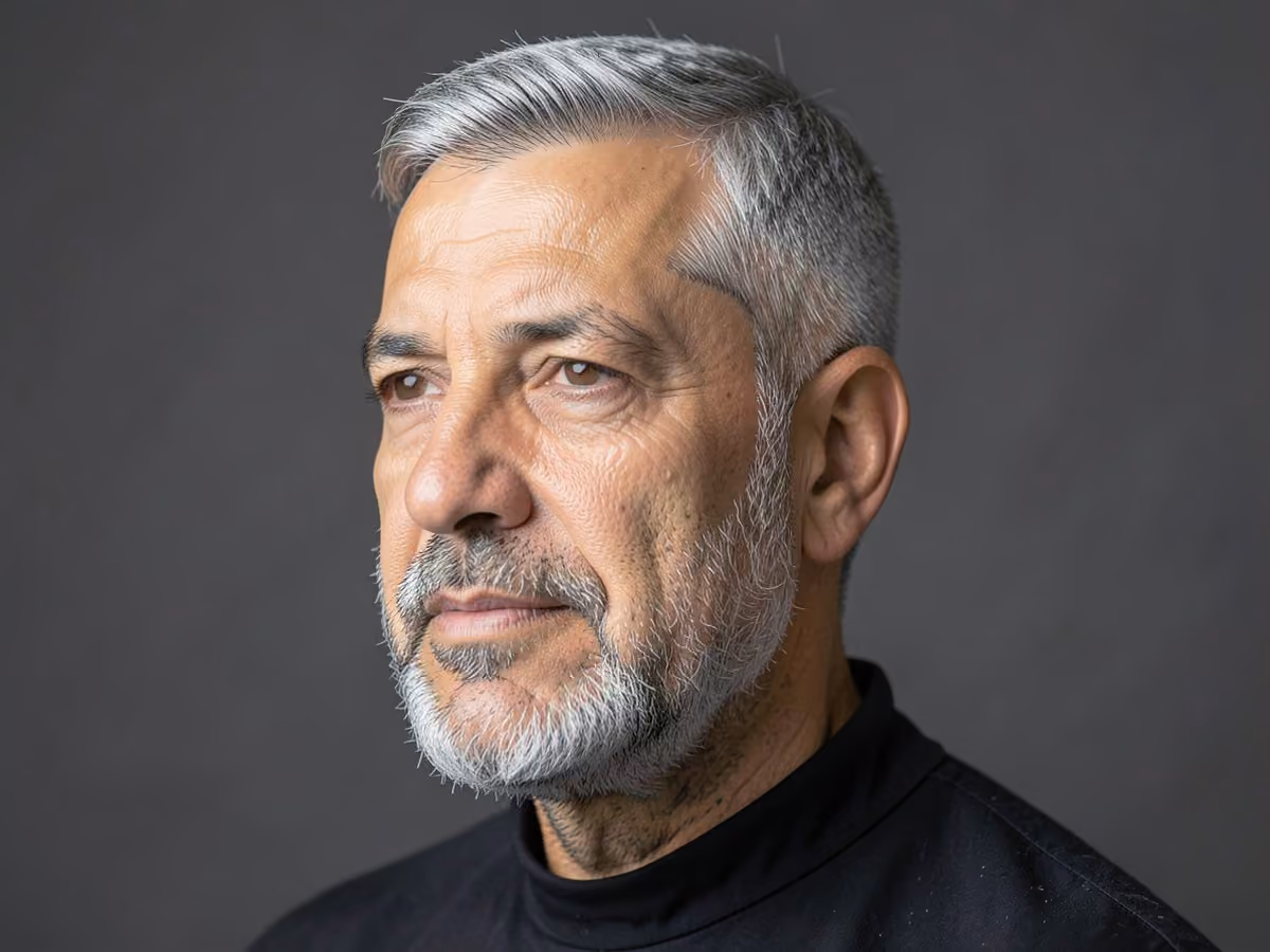 Man with a drop fade beard connection