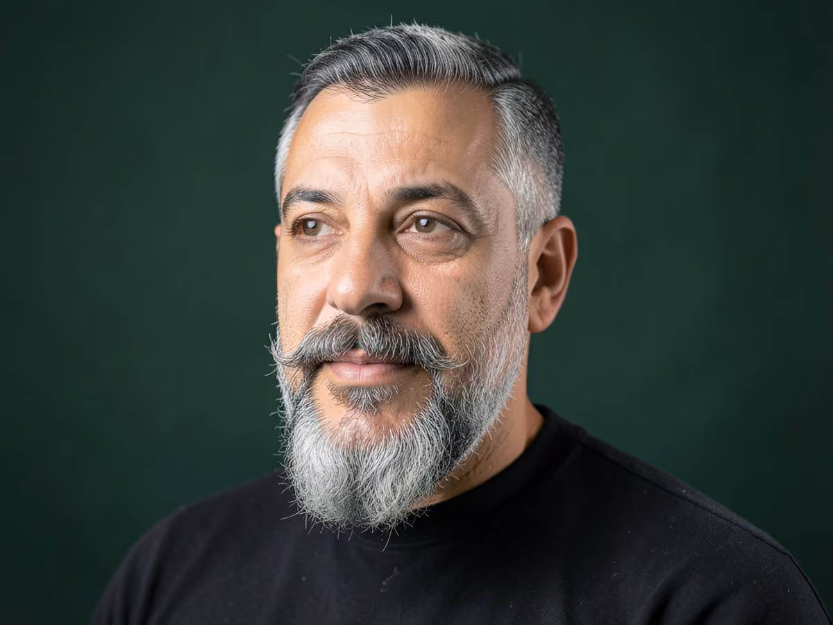 Man with a faded balbo beard