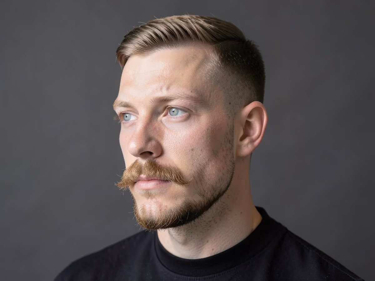 Man with a faded beardstache