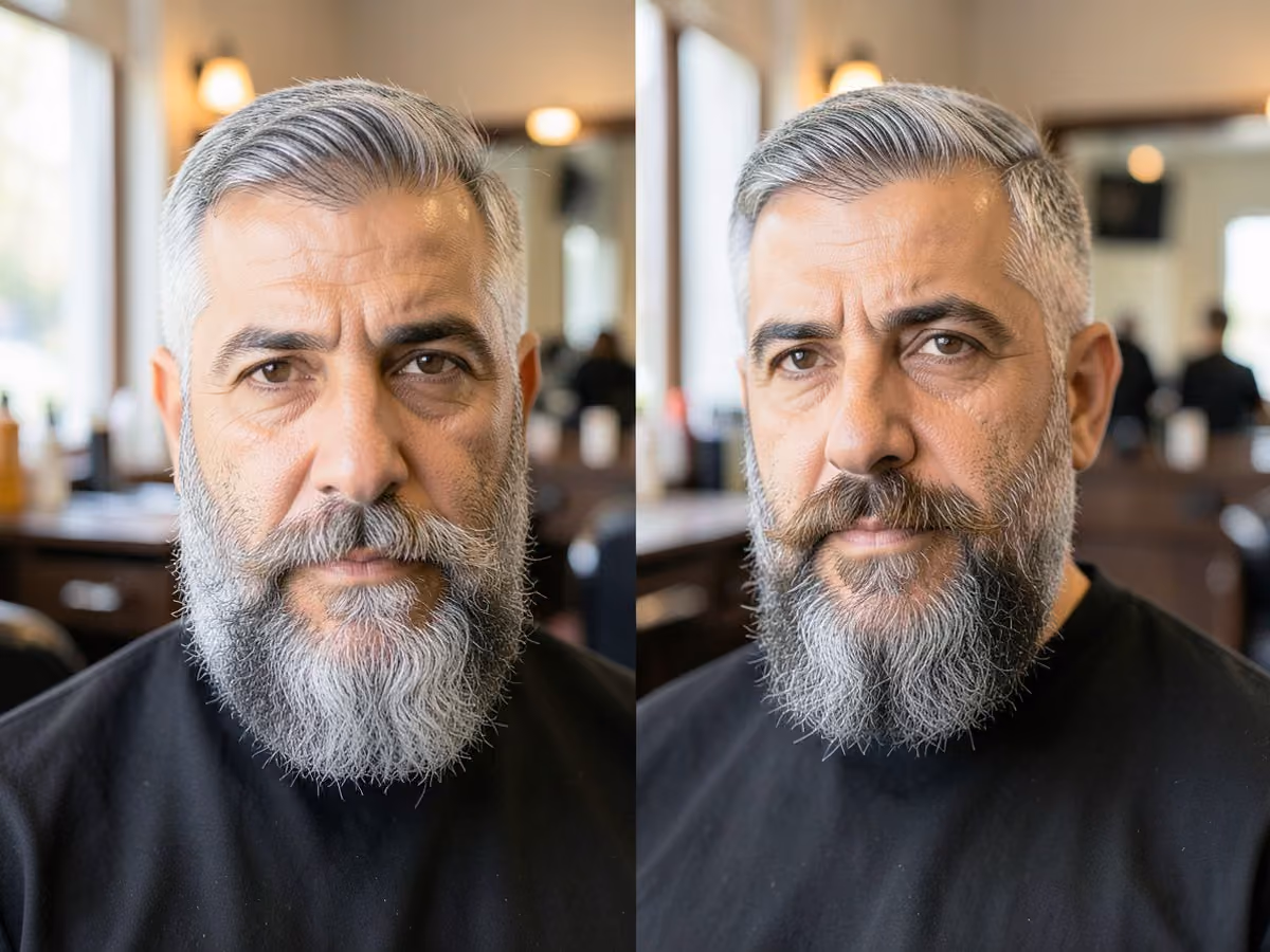 Man with a faded spade beard