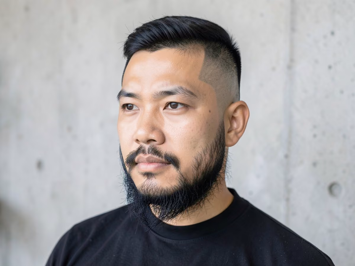 Man with a high beard fade