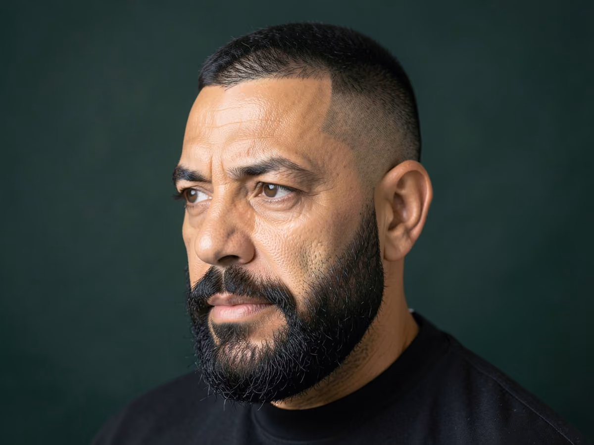 Man with a mid beard fade