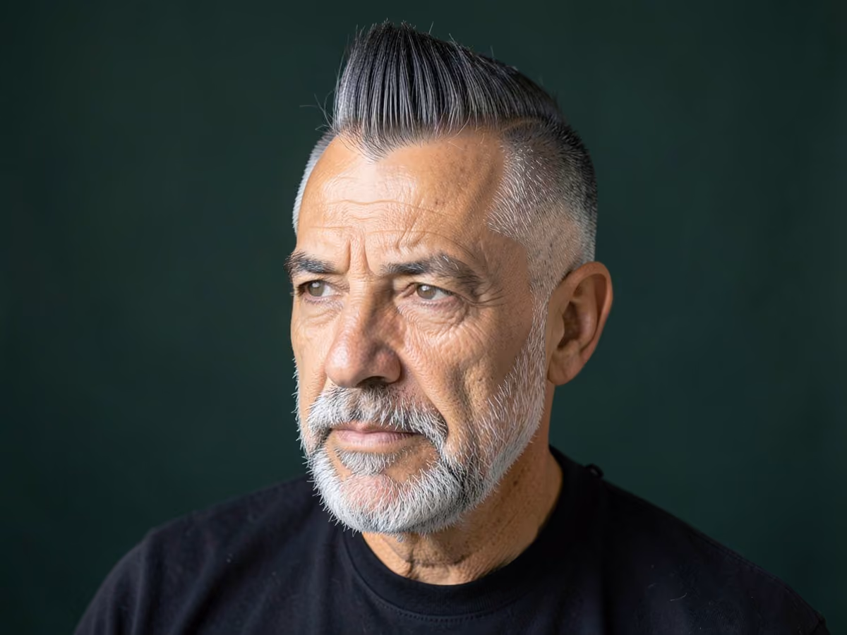 Man with a mohawk with beard fade