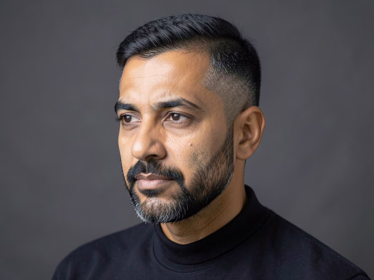 Man with a shadow beard fade
