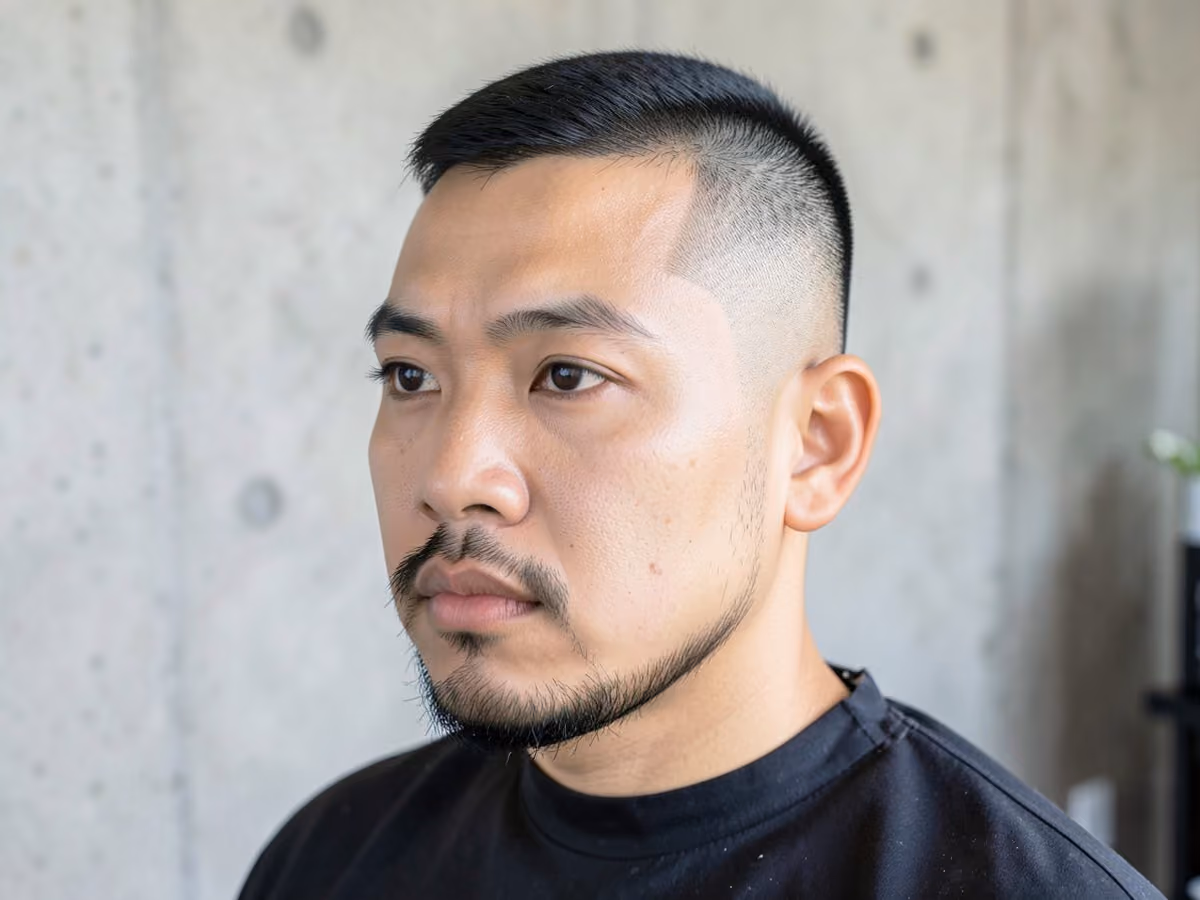 Man with a short boxed beard fade