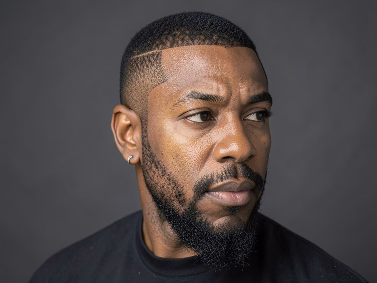 Man with a stubble beard fade