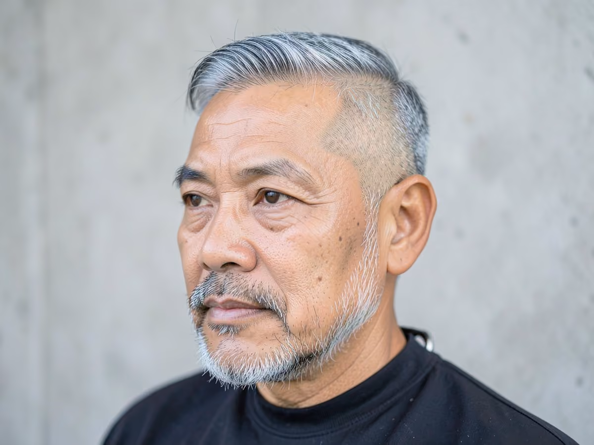 Man with a temple fade into beard