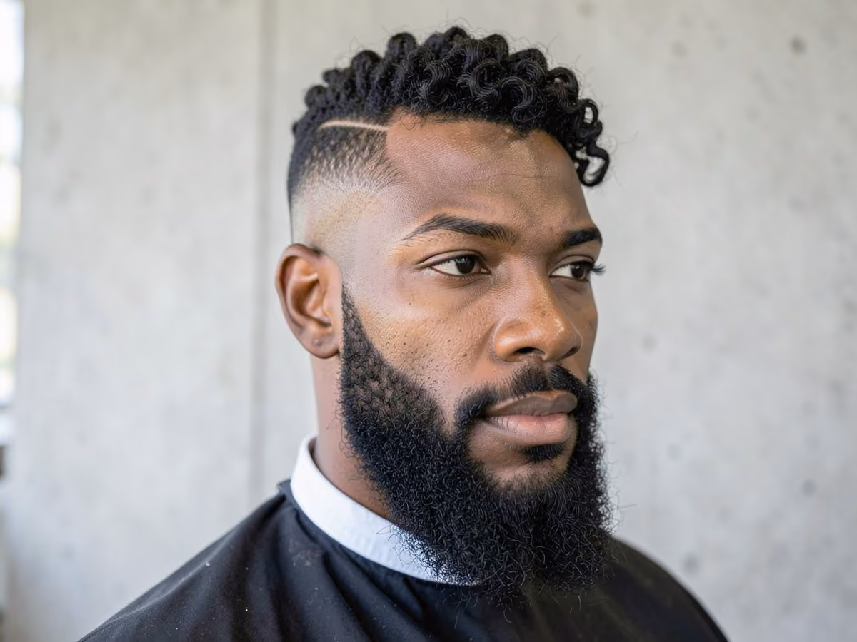 Man with a waves with beard fade