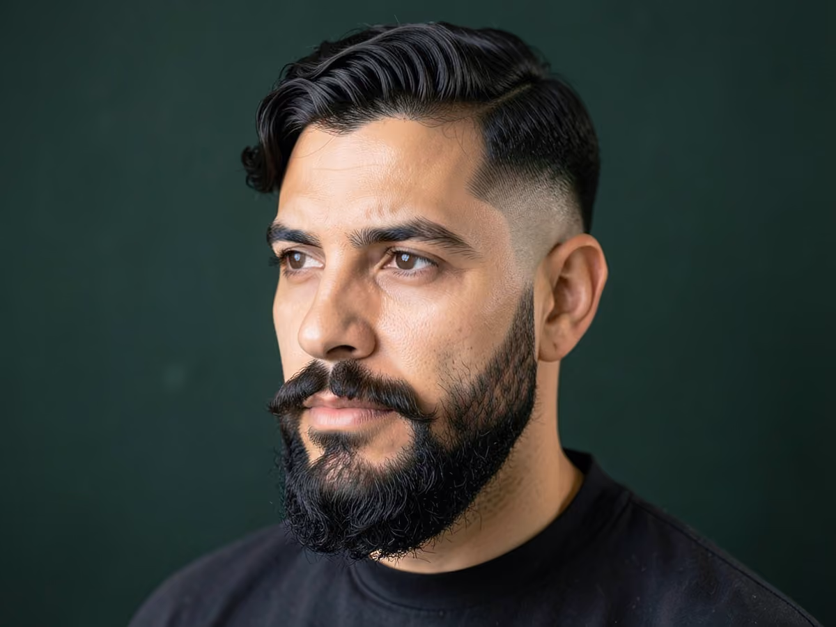 Man with a wavy beard fade