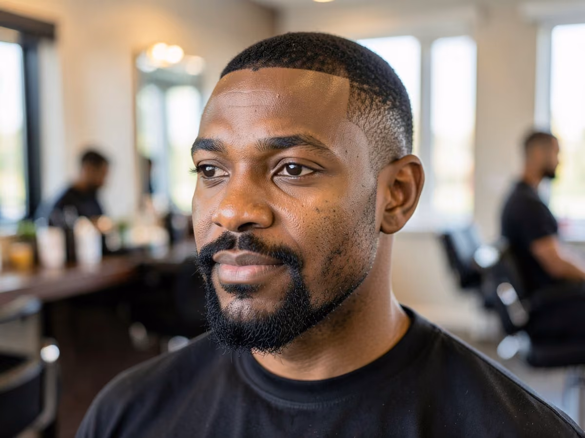 Man with a beardstache for black men haircut