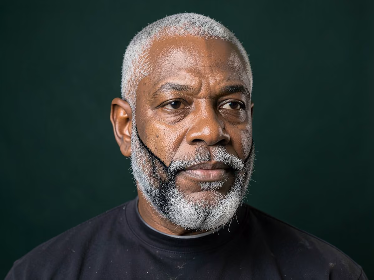 Man with an enhanced beard line up haircut