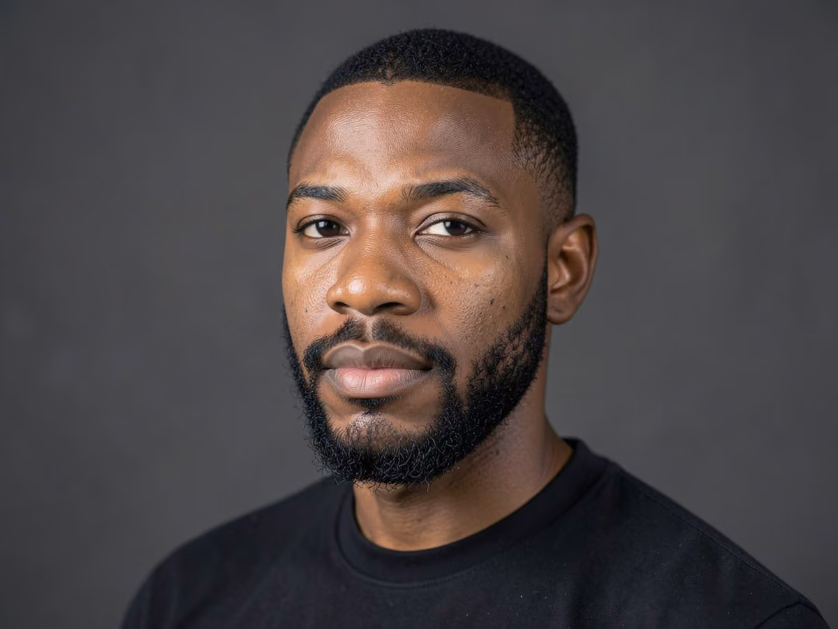 Man with a patchy beard for black men haircut