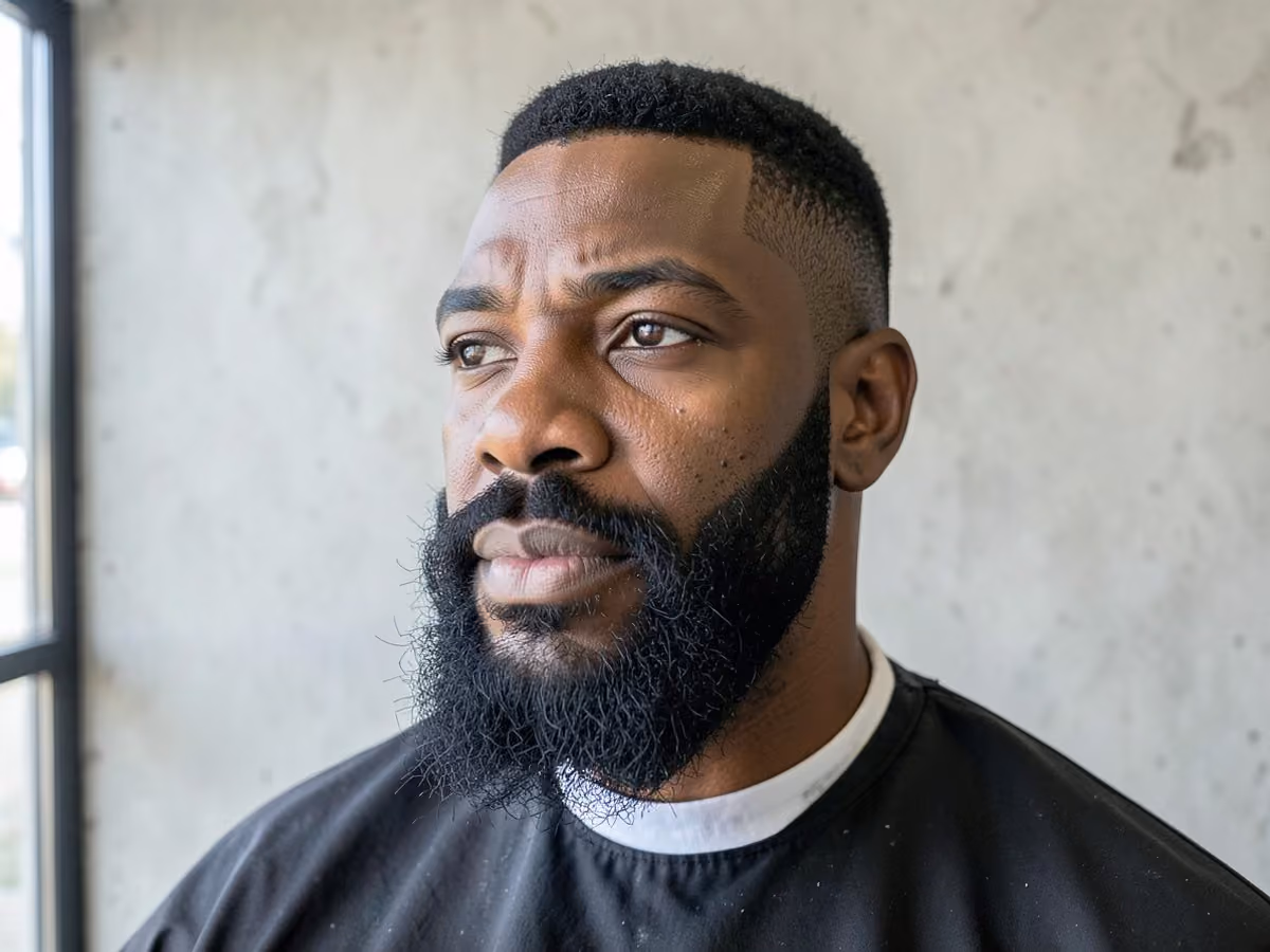 Man with a picked out beard haircut