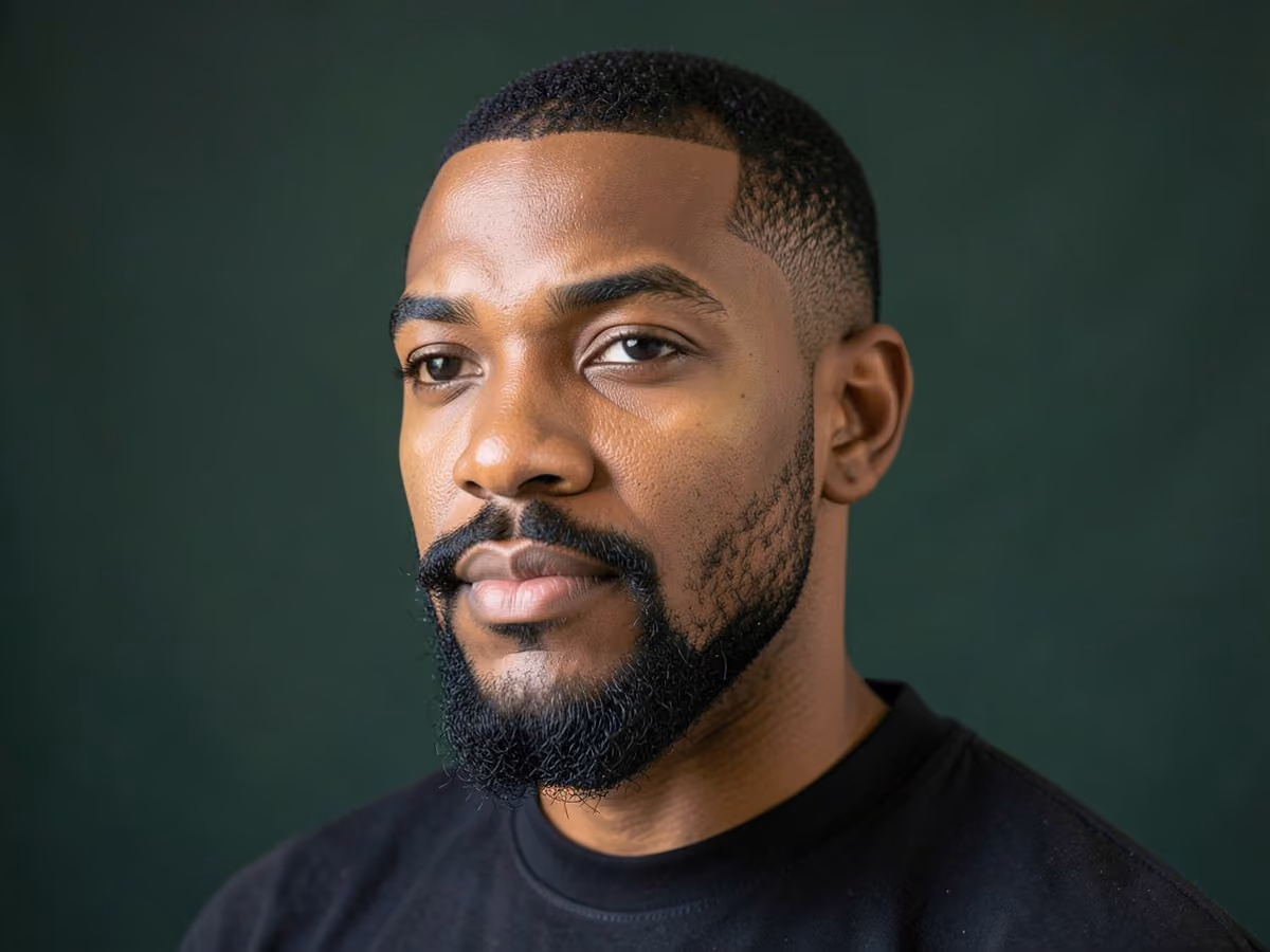 Man with a van dyke for black men haircut