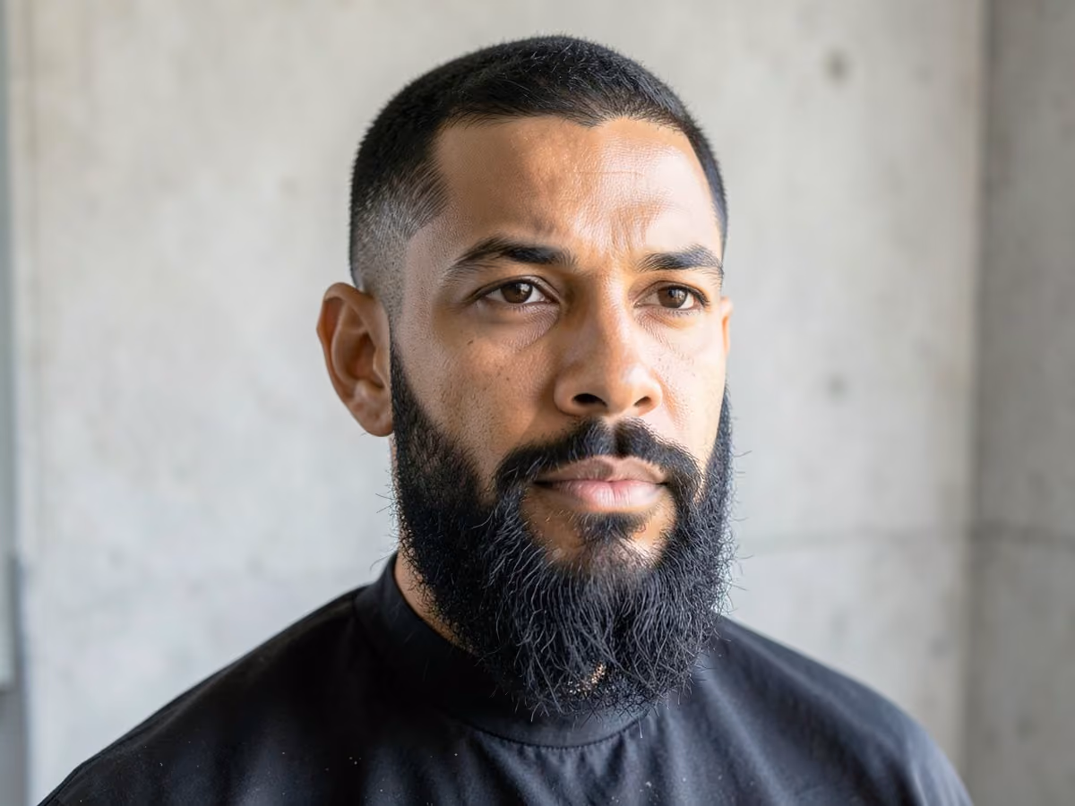 Man with a beard for heart shaped face haircut