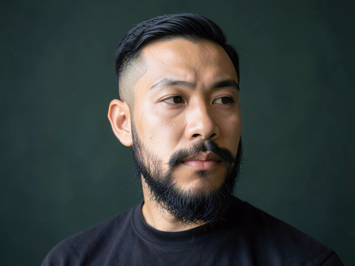 Man with a beard for long face haircut