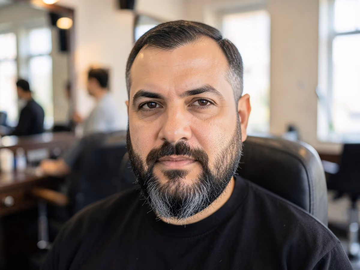Man with a beard for round face haircut