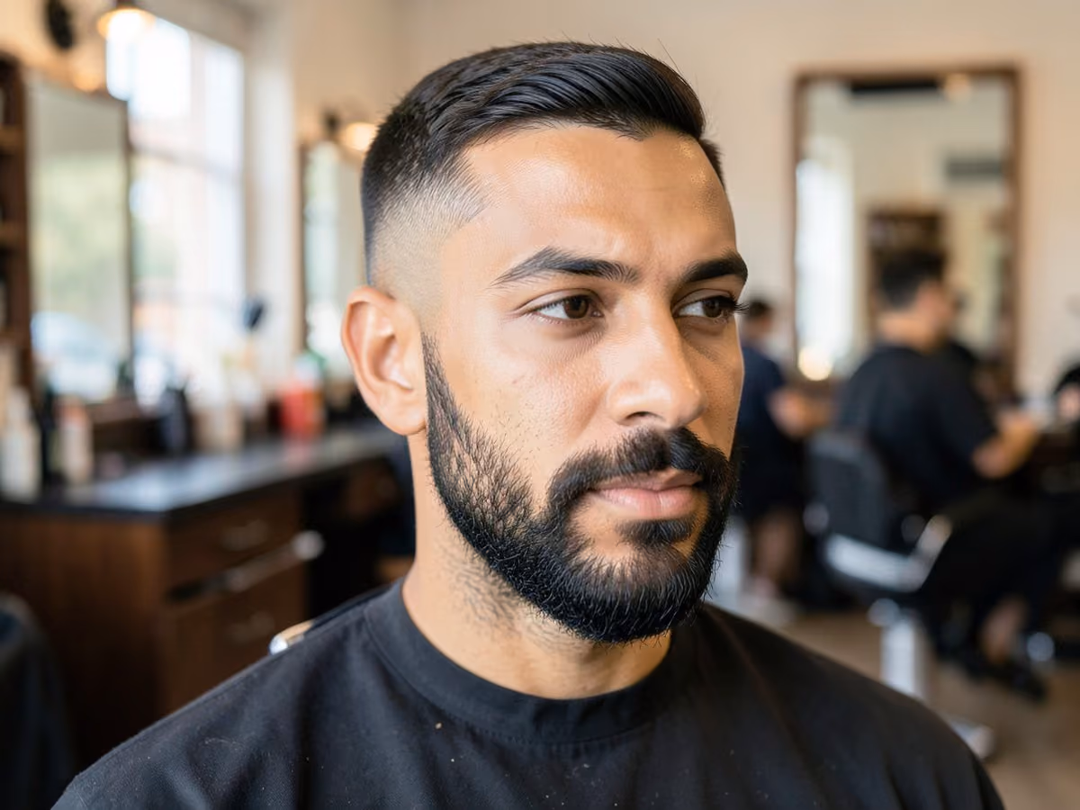 Man with a beard for square face haircut