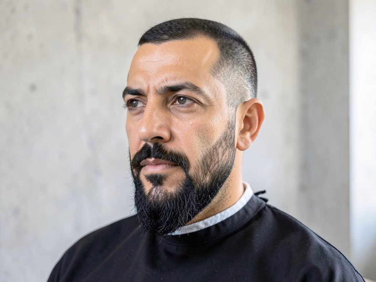 Man with a beard for weak chin haircut