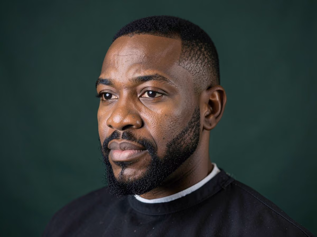Man with a ducktail beard haircut