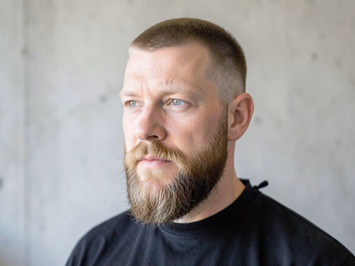 Man with a faded full beard