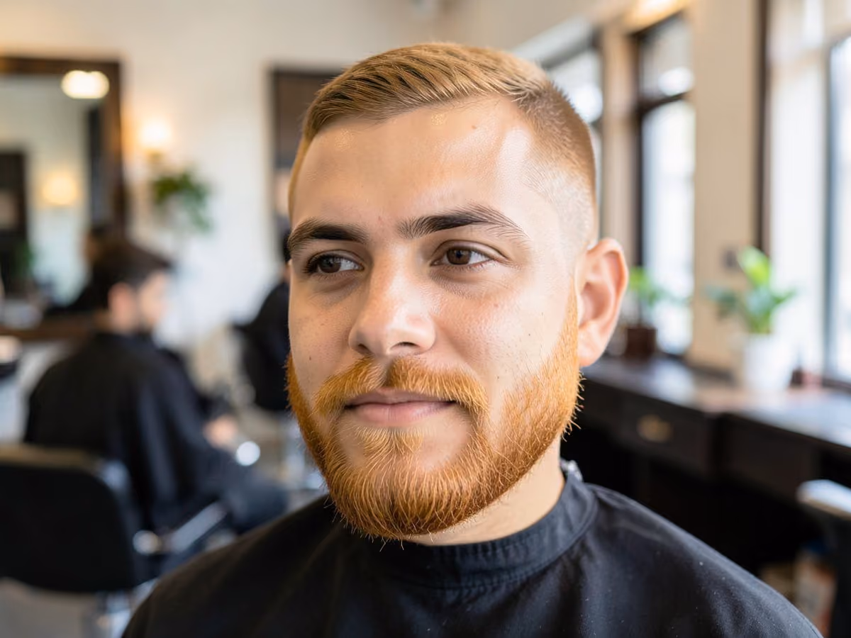 Man with a ginger beard haircut
