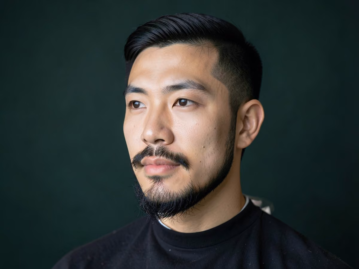 Man with a hollywoodian beard haircut