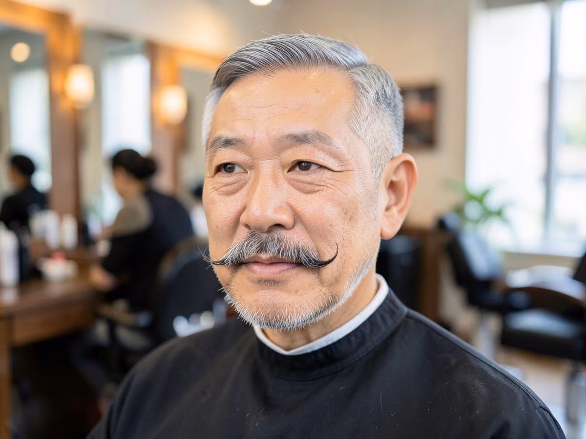 Man with a horseshoe mustache beard haircut