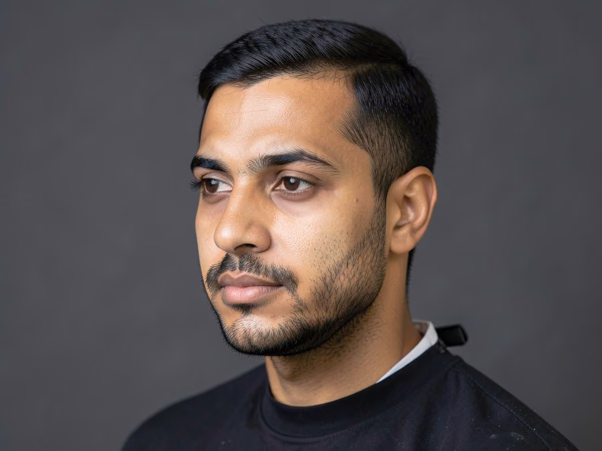 Man with a light stubble beard haircut