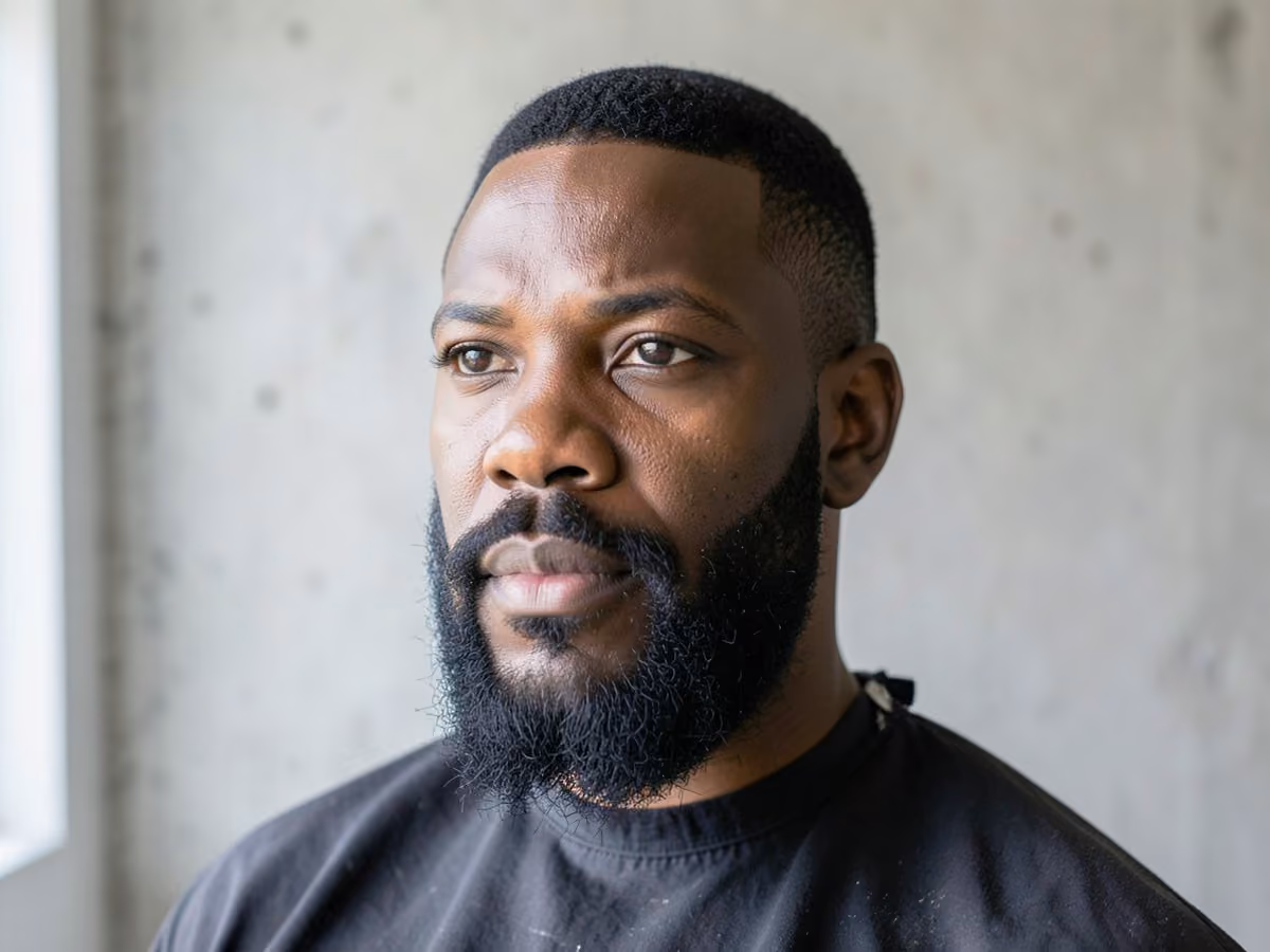 Man with a lumberjack beard haircut