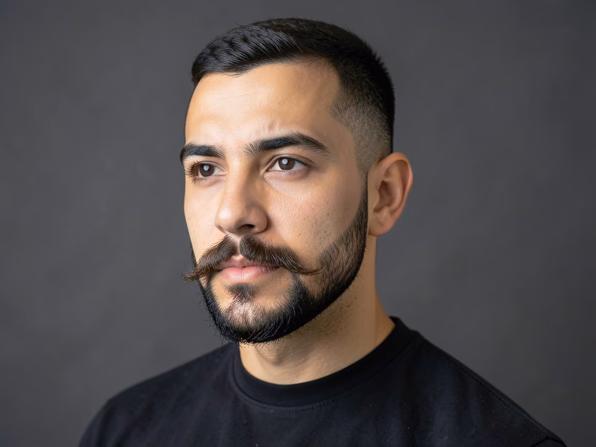 Man with a mutton chops beard haircut