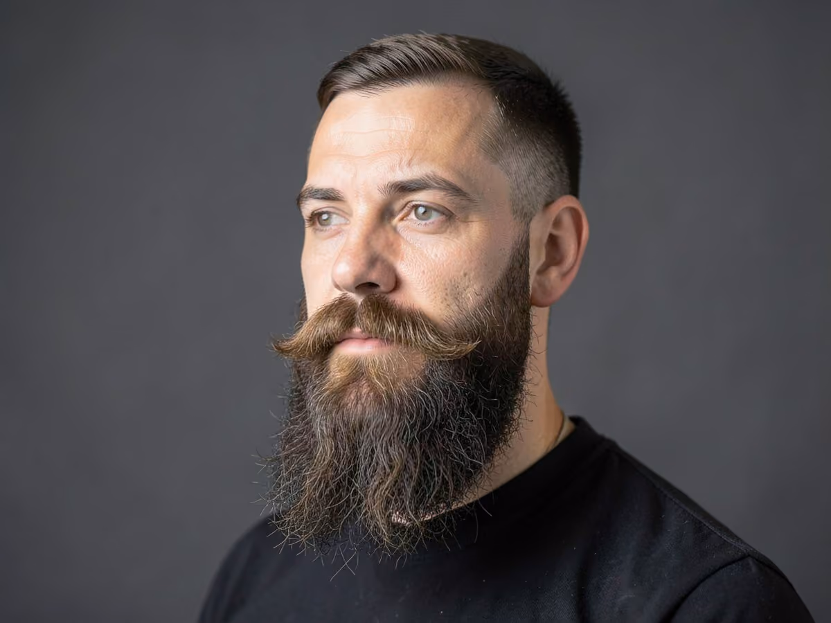 Man with an old dutch beard haircut