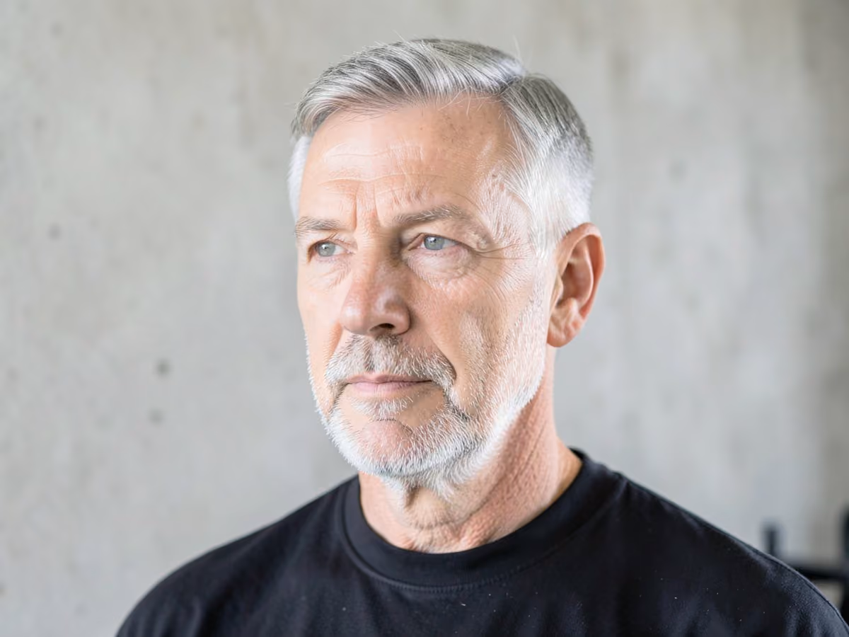 Man with a short boxed beard haircut