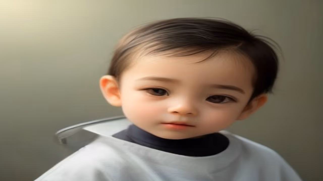 Toddler having his first haircut in a barbershop — best first haircuts for toddlers