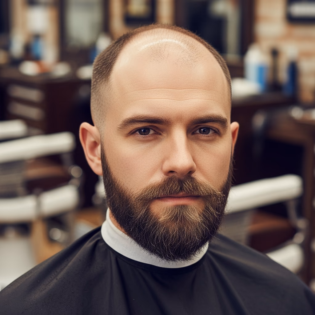 Balding Haircuts for Men 2026 - Bald Fade with Beard Focus to Embrace