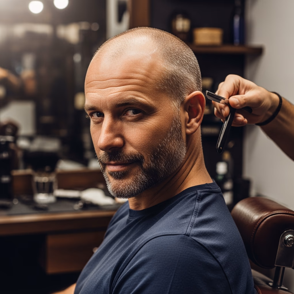 Balding Haircuts for Men 2026 - Clean Shaved Head with Stubble Beard to Embrace