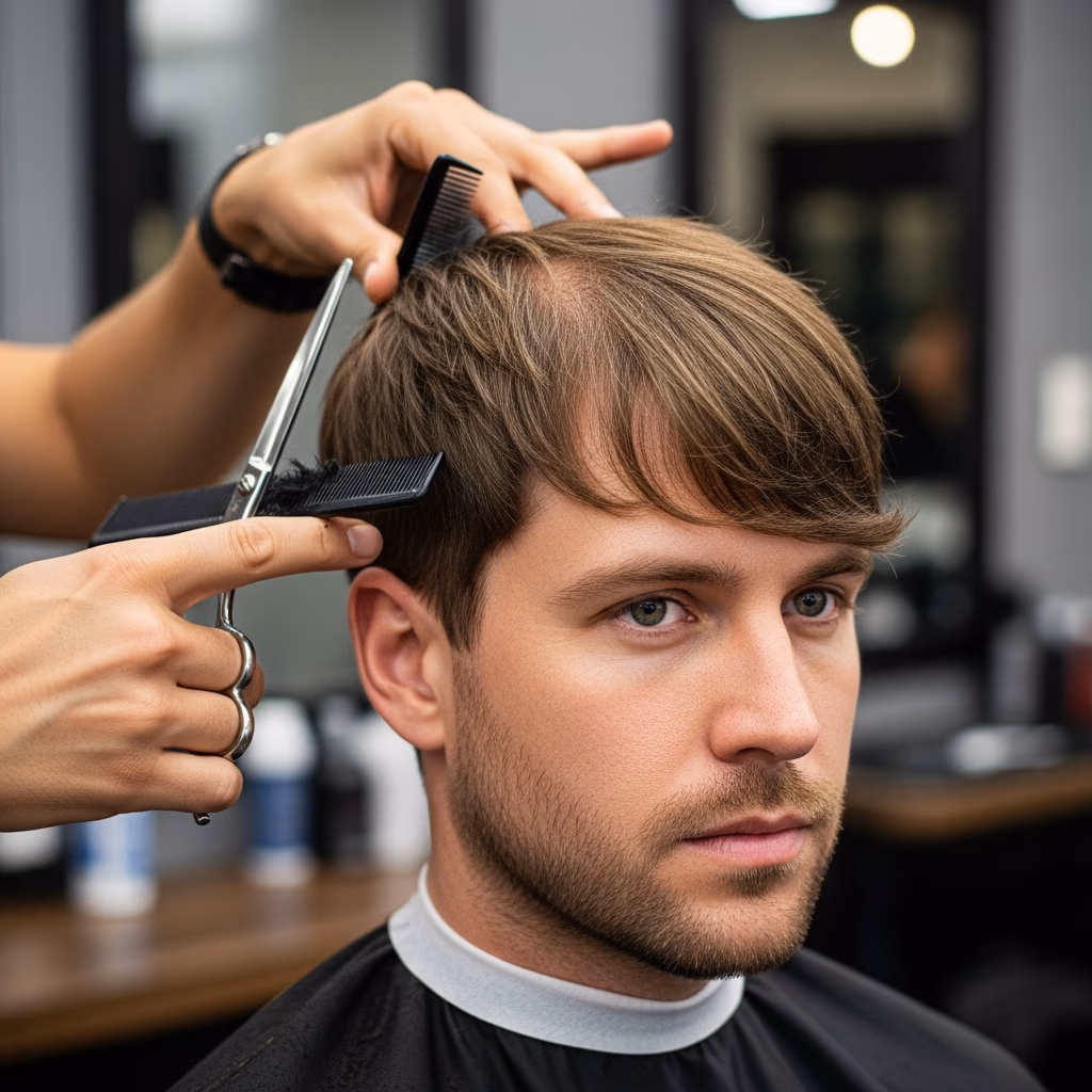Balding Haircuts for Men 2026 - Forward Fringe Coverage Cut to Hide Thinning