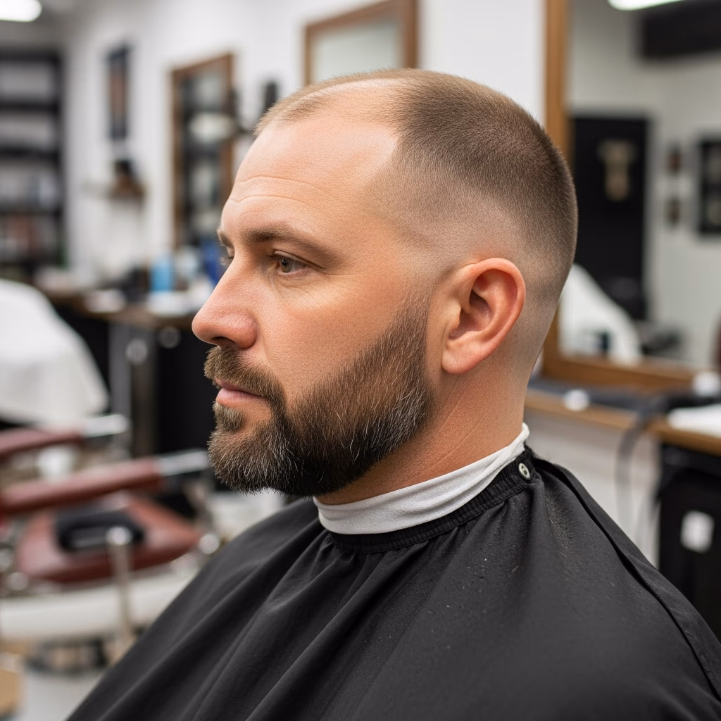 Balding Haircuts for Men 2026 - Full Buzz with Defined Beard to Embrace