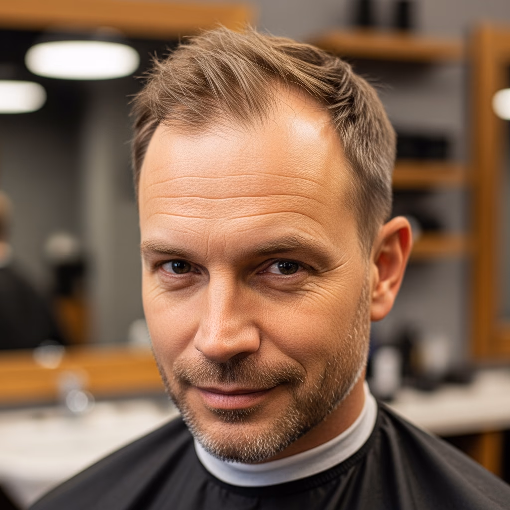 Balding Haircuts for Men 2026 - Short Messy Textured Top Hybrid