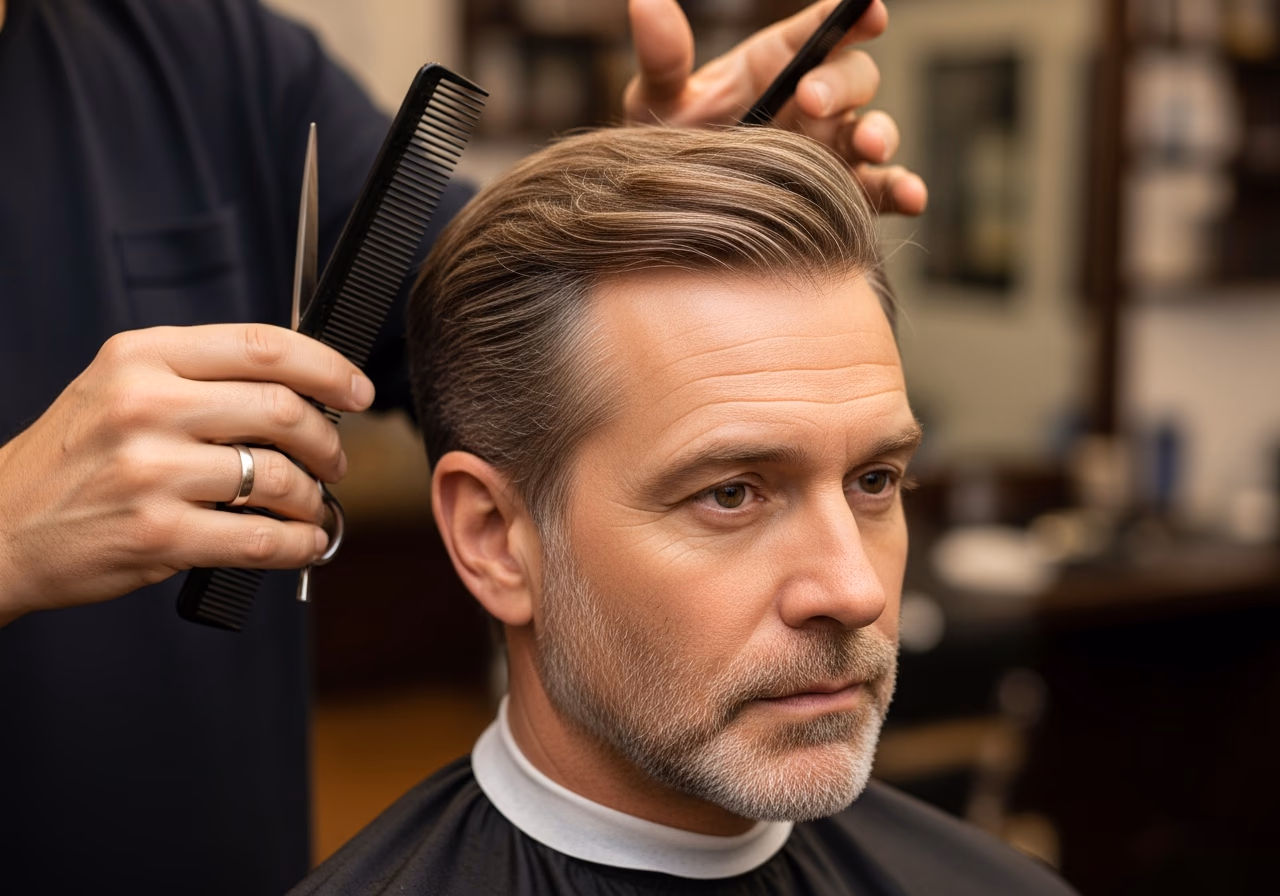 Balding Haircuts for Men 2026 - Soft Layered Comb-Over to Hide Thinning